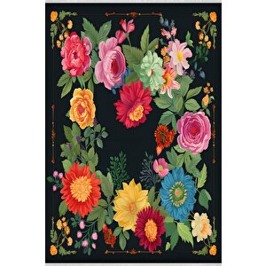 Mutfak Halısı – Siyah; Kırmızı; Sarı; Mavi; Yeşil; Pembe – Çiçekli Desen, Makinede Yıkanabilir, Kolay Temizlenebilir, Toz Ve Tüy Tutmaz, Kaymaz, Evcil Hayvan Dostu
