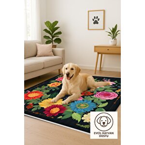 Mutfak Halısı – Siyah; Kırmızı; Sarı; Mavi; Yeşil; Pembe – Çiçekli Desen, Makinede Yıkanabilir, Kolay Temizlenebilir, Toz Ve Tüy Tutmaz, Kaymaz, Evcil Hayvan Dostu