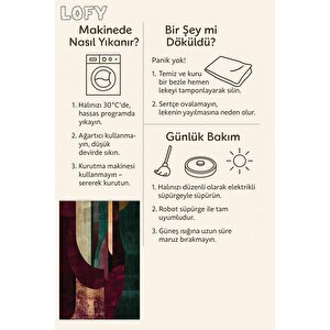 Salon Halısı, Makinede Yıkanabilir, Kolay Temizlenebilir, Toz Ve Tüy Tutmaz, Kaymaz, Evcil Hayvan Dostu, Pamuk Tabanlı Dokuma Taban