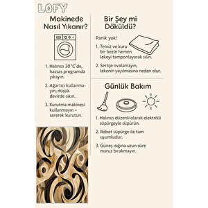 Pamuk Tabanlı Kaymaz Halı – Siyah; Kahverengi; Bej – Soyut Desen, Pamuk Dokuma Taban, Makinede Yıkanabilir, Kolay Temizlenebilir, Toz Ve Tüy Tutmaz, Kaymaz, Evcil Hayvan Dostu