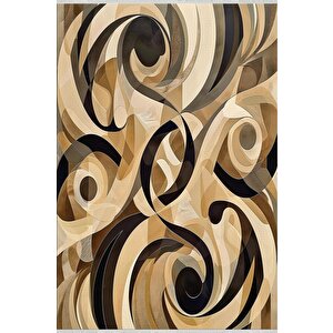 Pamuk Tabanlı Kaymaz Halı – Siyah; Kahverengi; Bej – Soyut Desen, Pamuk Dokuma Taban, Makinede Yıkanabilir, Kolay Temizlenebilir, Toz Ve Tüy Tutmaz, Kaymaz, Evcil Hayvan Dostu 200x220 cm