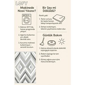 Pamuk Tabanlı Kaymaz Halı – Gri; Beyaz – Geometrik Desen, Pamuk Dokuma Taban, Makinede Yıkanabilir, Kolay Temizlenebilir, Toz Ve Tüy Tutmaz, Kaymaz, Evcil Hayvan Dostu 80x150 cm