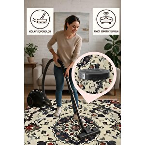 Salon Halısı, Pamuk Dokuma Taban – Makinede Yıkanabilir, Kolay Temizlenebilir, Toz Ve Tüy Tutmaz, Kaymaz, Evcil Hayvan Dostu