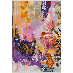 Pamuk Dokuma Taban Halı – Krem; Lacivert; Kırmızı; Turuncu – Geleneksel Desen, Makinede Yıkanabilir, Kolay Temizlenebilir, Toz Ve Tüy Tutmaz, Kaymaz, Evcil Hayvan Dostu 200x220 cm