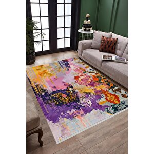 Pamuk Dokuma Taban Halı – Krem; Lacivert; Kırmızı; Turuncu – Geleneksel Desen, Makinede Yıkanabilir, Kolay Temizlenebilir, Toz Ve Tüy Tutmaz, Kaymaz, Evcil Hayvan Dostu 200x220 cm