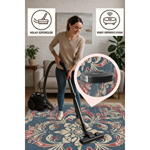 Salon Halısı, Pamuk Dokuma Taban – Makinede Yıkanabilir, Kolay Temizlenebilir, Toz Ve Tüy Tutmaz, Kaymaz, Evcil Hayvan Dostu