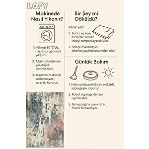 Pamuk Dokuma Taban Halı – Mavi; Bej; Kırmızı – Eskitilmiş Görünümlü Tasarım, Makinede Yıkanabilir, Kolay Temizlenebilir, Toz Ve Tüy Tutmaz, Kaymaz, Evcil Hayvan Dostu