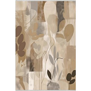 Pamuk Dokuma Taban Halı – Bej; Kahverengi; Krem; Siyah – Soyut Desen, Makinede Yıkanabilir, Kolay Temizlenebilir, Toz Ve Tüy Tutmaz, Kaymaz, Evcil Hayvan Dostu 160x180 cm