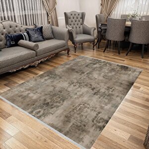 Kahverengi Halı – Krem – Eskitilmiş Görünümlü Tasarım, Makinede Yıkanabilir, Kolay Temizlenebilir, Toz Ve Tüy Tutmaz, Kaymaz, Evcil Hayvan Dostu