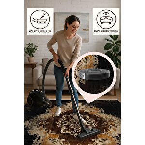 Mutfak Halısı – Kahverengi; Siyah; Bej – Eskitilmiş Görünümlü Oriental Desen, Makinede Yıkanabilir, Kolay Temizlenebilir, Toz Ve Tüy Tutmaz, Kaymaz, Evcil Hayvan Dostu