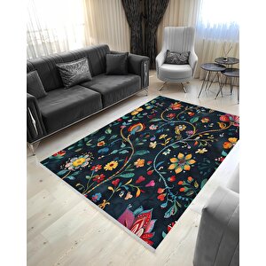 Pamuk Dokuma Taban Halı – Makinede Yıkanabilir, Kolay Temizlenebilir, Toz Ve Tüy Tutmaz, Kaymaz, Evcil Hayvan Dostu 150x300 cm