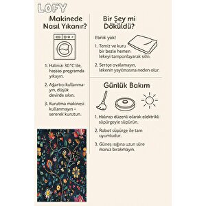 Pamuk Dokuma Taban Halı – Makinede Yıkanabilir, Kolay Temizlenebilir, Toz Ve Tüy Tutmaz, Kaymaz, Evcil Hayvan Dostu