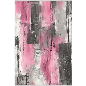 Robot Süpürgeye Uygun Halı – Pamuk Dokuma Taban Halı – Pembe; Siyah; Beyaz – Eskitilmiş Görünümlü (vintage Look) Desen, Makinede Yıkanabilir, Kolay Temizlenebilir, Toz Ve Tüy Tutmaz, Kaymaz, Evcil Hayvan Dostu 180x200 cm