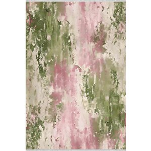 Oturma Odası Halısı – Yeşil; Pembe – Eskitilmiş Görünümlü Tasarım, Makinede Yıkanabilir, Kolay Temizlenebilir, Toz Ve Tüy Tutmaz, Kaymaz, Evcil Hayvan Dostu 150x240 cm