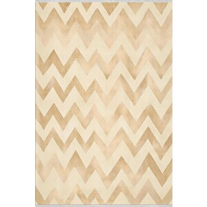 Pamuk Dokuma Taban Halı – Beige; Cream – Chevron / Zig Zag Desen, Makinede Yıkanabilir, Kolay Temizlenebilir, Toz Ve Tüy Tutmaz, Kaymaz, Evcil Hayvan Dostu 120x270 cm