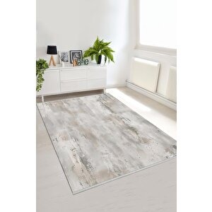 Oturma Odası Halısı – Gri; Krem – Eskitilmiş Görünümlü Tasarım, Makinede Yıkanabilir, Kolay Temizlenebilir, Toz Ve Tüy Tutmaz, Kaymaz, Evcil Hayvan Dostu