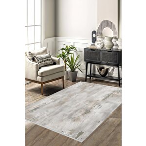 Oturma Odası Halısı – Gri; Krem – Eskitilmiş Görünümlü Tasarım, Makinede Yıkanabilir, Kolay Temizlenebilir, Toz Ve Tüy Tutmaz, Kaymaz, Evcil Hayvan Dostu