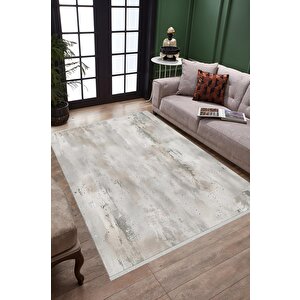 Oturma Odası Halısı – Gri; Krem – Eskitilmiş Görünümlü Tasarım, Makinede Yıkanabilir, Kolay Temizlenebilir, Toz Ve Tüy Tutmaz, Kaymaz, Evcil Hayvan Dostu