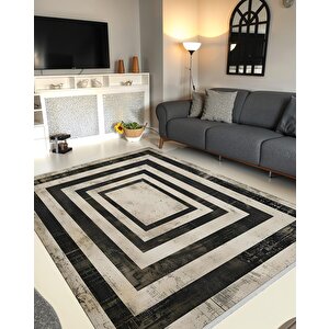 Robot Süpürgeye Uygun Halı – Pamuk Dokuma Taban Halı – Siyah; Gri; Beyaz – Geometrik Desen, Makinede Yıkanabilir, Kolay Temizlenebilir, Toz Ve Tüy Tutmaz, Kaymaz, Evcil Hayvan Dostu