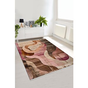 Oturma Odası Halısı – Siyah; Krem – Soyut Desen, Makinede Yıkanabilir, Kolay Temizlenebilir, Toz Ve Tüy Tutmaz, Kaymaz, Evcil Hayvan Dostu