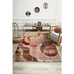 Oturma Odası Halısı – Siyah; Krem – Soyut Desen, Makinede Yıkanabilir, Kolay Temizlenebilir, Toz Ve Tüy Tutmaz, Kaymaz, Evcil Hayvan Dostu