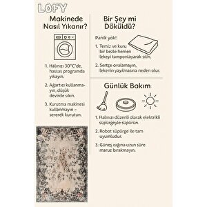 Pamuk Tabanlı Kaymaz Halı – Bej; Siyah; Kırmızı – Oriental Desen, Pamuk Dokuma Taban, Makinede Yıkanabilir, Kolay Temizlenebilir, Toz Ve Tüy Tutmaz, Kaymaz, Evcil Hayvan Dostu 120x270 cm