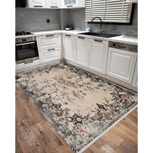 Pamuk Tabanlı Kaymaz Halı – Bej; Siyah; Kırmızı – Oriental Desen, Pamuk Dokuma Taban, Makinede Yıkanabilir, Kolay Temizlenebilir, Toz Ve Tüy Tutmaz, Kaymaz, Evcil Hayvan Dostu