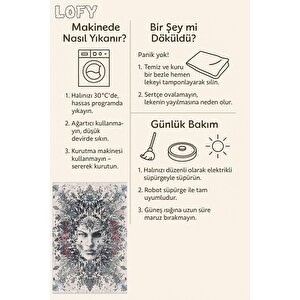 Pamuk Tabanlı Kaymaz Halı – Krem; Siyah; Gri; Kırmızı – Soyut Desen, Pamuk Dokuma Taban, Makinede Yıkanabilir, Kolay Temizlenebilir, Toz Ve Tüy Tutmaz, Kaymaz, Evcil Hayvan Dostu 80x80 cm