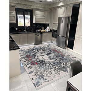 Pamuk Tabanlı Kaymaz Halı – Krem; Siyah; Gri; Kırmızı – Soyut Desen, Pamuk Dokuma Taban, Makinede Yıkanabilir, Kolay Temizlenebilir, Toz Ve Tüy Tutmaz, Kaymaz, Evcil Hayvan Dostu