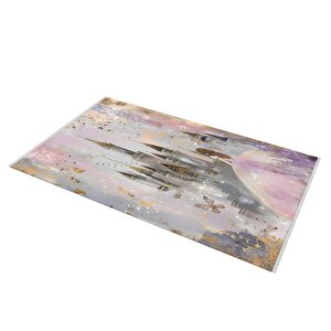 Kız Çocuk Odası Halı – Pembe; Mor; Gri – Çocuk Desen, Makinede Yıkanabilir, Kolay Temizlenebilir, Toz Ve Tüy Tutmaz, Kaymaz, Evcil Hayvan Dostu