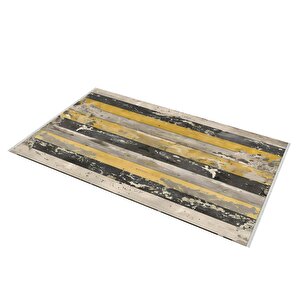 Pamuk Dokuma Taban Halı – Sarı; Siyah; Gri; Bej – Striped Desen, Makinede Yıkanabilir, Kolay Temizlenebilir, Toz Ve Tüy Tutmaz, Kaymaz, Evcil Hayvan Dostu