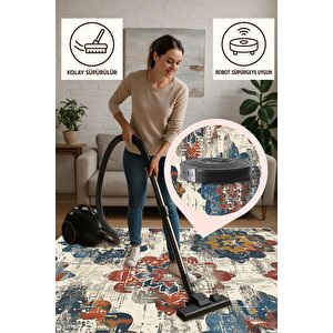 Salon Halısı, Makinede Yıkanabilir, Kolay Temizlenebilir, Toz Ve Tüy Tutmaz, Kaymaz, Evcil Hayvan Dostu, Pamuk Tabanlı Dokuma Taban