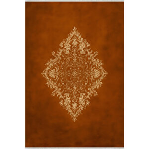 Pamuk Dokuma Taban Halı – Kahverengi; Krem – Geleneksel Desen, Makinede Yıkanabilir, Kolay Temizlenebilir, Toz Ve Tüy Tutmaz, Kaymaz, Evcil Hayvan Dostu 150x300 cm