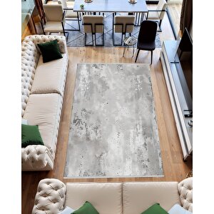 Pamuk Dokuma Taban Halı – Gri; Beyaz – Eskitilmiş Görünümlü (vintage Look) Desen, Makinede Yıkanabilir, Kolay Temizlenebilir, Toz Ve Tüy Tutmaz, Kaymaz, Evcil Hayvan Dostu