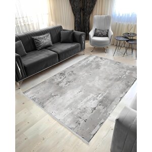 Pamuk Dokuma Taban Halı – Gri; Beyaz – Eskitilmiş Görünümlü (vintage Look) Desen, Makinede Yıkanabilir, Kolay Temizlenebilir, Toz Ve Tüy Tutmaz, Kaymaz, Evcil Hayvan Dostu