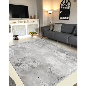 Pamuk Dokuma Taban Halı – Gri; Beyaz – Eskitilmiş Görünümlü (vintage Look) Desen, Makinede Yıkanabilir, Kolay Temizlenebilir, Toz Ve Tüy Tutmaz, Kaymaz, Evcil Hayvan Dostu 80x150 cm