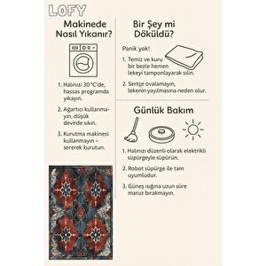 Oturma Odası Halısı – Kırmızı; Lacivert – Eskitilmiş Görünümlü Tasarım, Makinede Yıkanabilir, Kolay Temizlenebilir, Toz Ve Tüy Tutmaz, Kaymaz, Evcil Hayvan Dostu 160x180 cm
