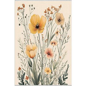 Pamuk Dokuma Taban Halı – Sarı; Yeşil; Krem – Çiçekli Desen, Makinede Yıkanabilir, Kolay Temizlenebilir, Toz Ve Tüy Tutmaz, Kaymaz, Evcil Hayvan Dostu 160x230 cm