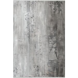 Pamuk Dokuma Taban Halı – Gri; Krem – Eskitilmiş Görünümlü Desen, Makinede Yıkanabilir, Kolay Temizlenebilir, Toz Ve Tüy Tutmaz, Kaymaz, Evcil Hayvan Dostu 160x350 cm