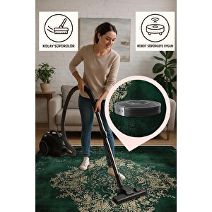 Mutfak Halısı – Yeşil – Eskitilmiş Görünümlü Oriental Desen, Makinede Yıkanabilir, Kolay Temizlenebilir, Toz Ve Tüy Tutmaz, Kaymaz, Evcil Hayvan Dostu