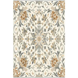 Pamuk Dokuma Taban Halı – Bej; Krem; Açık Kahverengi – Geleneksel Desen, Makinede Yıkanabilir, Kolay Temizlenebilir, Toz Ve Tüy Tutmaz, Kaymaz, Evcil Hayvan Dostu 160x180 cm