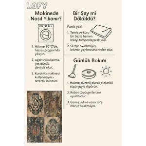 Oturma Odası Halısı – Lacivert; Bej – Eskitilmiş Görünümlü Tasarım, Makinede Yıkanabilir, Kolay Temizlenebilir, Toz Ve Tüy Tutmaz, Kaymaz, Evcil Hayvan Dostu