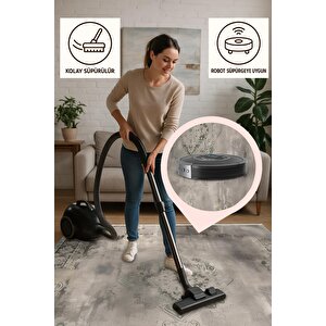 Nötr Renk Halı – Kahverengi; Krem – Eskitilmiş Görünümlü Tasarım, Makinede Yıkanabilir, Kolay Temizlenebilir, Toz Ve Tüy Tutmaz, Kaymaz, Evcil Hayvan Dostu 160x350 cm