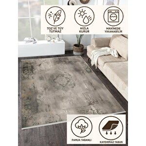 Nötr Renk Halı – Kahverengi; Krem – Eskitilmiş Görünümlü Tasarım, Makinede Yıkanabilir, Kolay Temizlenebilir, Toz Ve Tüy Tutmaz, Kaymaz, Evcil Hayvan Dostu