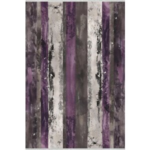 Pamuk Dokuma Taban Halı – Mor; Gri; Krem – Çizgili Desen, Makinede Yıkanabilir, Kolay Temizlenebilir, Toz Ve Tüy Tutmaz, Kaymaz, Evcil Hayvan Dostu 150x150 cm