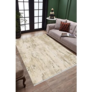 Pamuk Dokuma Taban Halı – Krem; Bej – Eskitilmiş Görünümlü Soyut Desen, Makinede Yıkanabilir, Kolay Temizlenebilir, Toz Ve Tüy Tutmaz, Kaymaz, Evcil Hayvan Dostu 180x270 cm