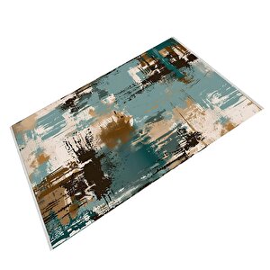 Pamuk Dokuma Taban Halı – Yeşil; Kahverengi; Bej; Krem – Soyut Desen, Makinede Yıkanabilir, Kolay Temizlenebilir, Toz Ve Tüy Tutmaz, Kaymaz, Evcil Hayvan Dostu 160x230 cm