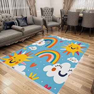 Oturma Odası Halısı, Makinede Yıkanabilir, Kolay Temizlenebilir, Toz Ve Tüy Tutmaz, Kaymaz, Evcil Hayvan Dostu 160x180 cm