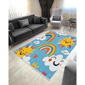 Oturma Odası Halısı, Makinede Yıkanabilir, Kolay Temizlenebilir, Toz Ve Tüy Tutmaz, Kaymaz, Evcil Hayvan Dostu 160x180 cm