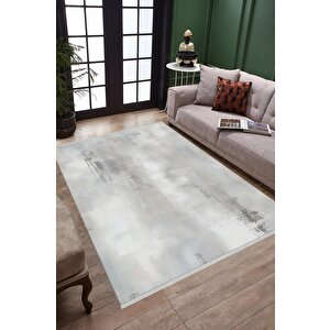 Pamuk Dokuma Taban Halı – Gri; Krem – Eskitilmiş Görünümlü Desen, Makinede Yıkanabilir, Kolay Temizlenebilir, Toz Ve Tüy Tutmaz, Kaymaz, Evcil Hayvan Dostu 160x230 cm
